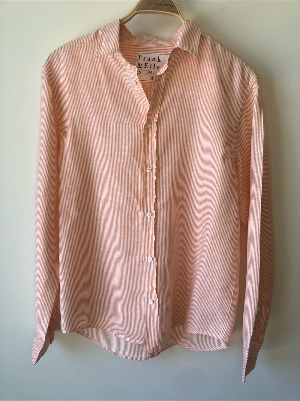 FRANK & EILEEN Paul Tangerine Striped Linen Button-Down Shirt Men’s/Unisex M